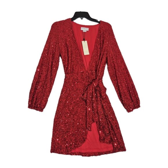 Never Fully Dressed Dresses & Skirts - Never Fully Dressed Women's Dress Size 2 Red Sequin Mini Wrap Dress (06)
